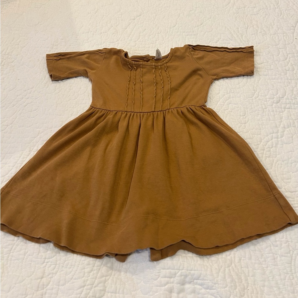 Kate Quinn Organic Brown/Mustard Color Cottage Core Girls Dress-Size 2T